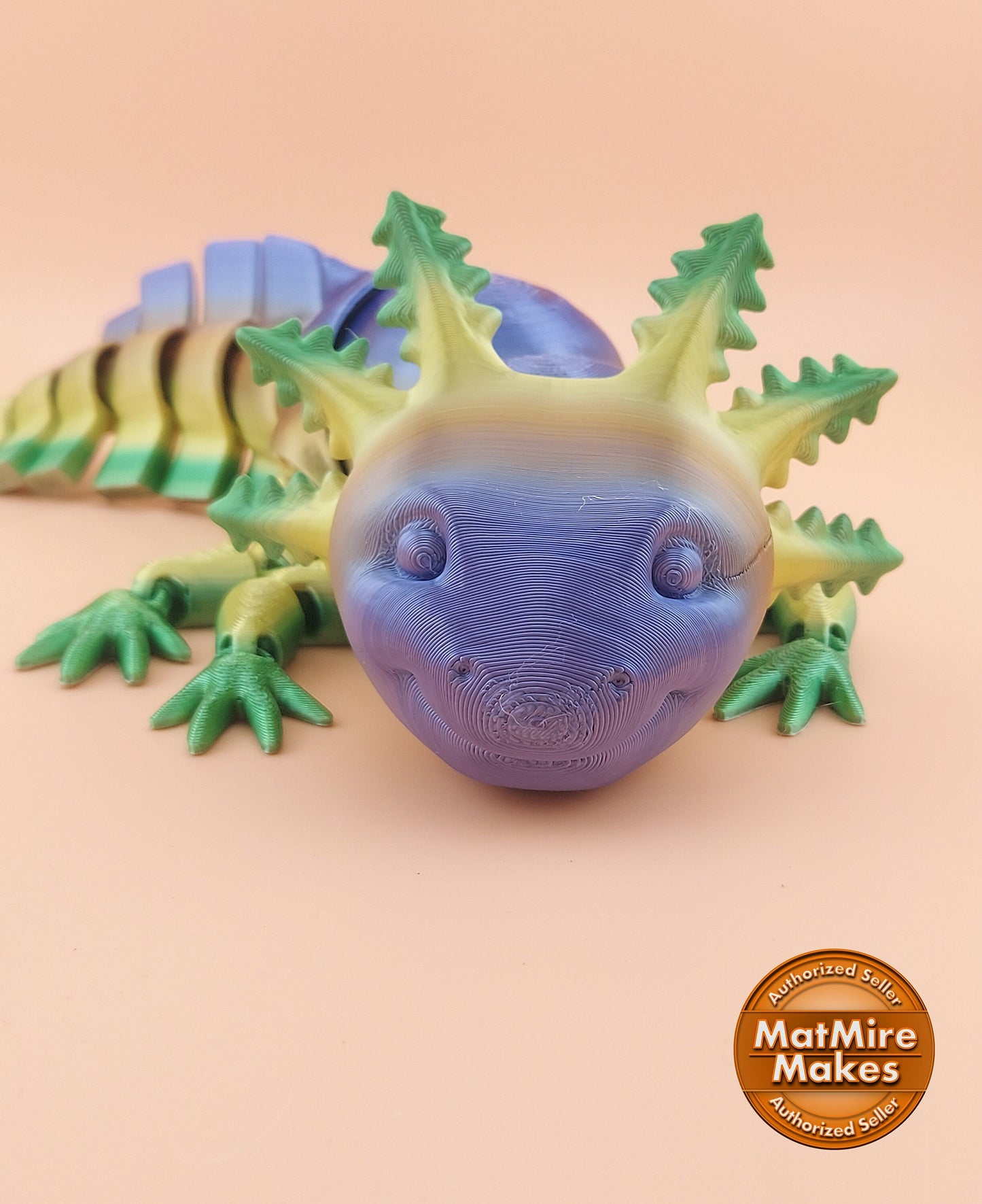 Flexible Axolotl | 3D Printed Cute Amphibian | Squishy Desk Companion | Novelty Stress Relief | Articulated Collectible | Articulated