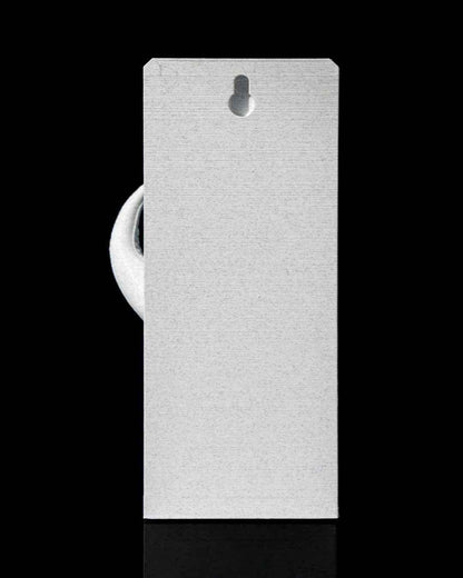 Back panel view of the rectangular silver object, showing the smooth texture.