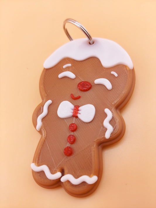Festive Gingerbread Keychain | Charming 3D Printed Christmas Charm | Cute Holiday Gift with Keyring | Winter Wonderland Style