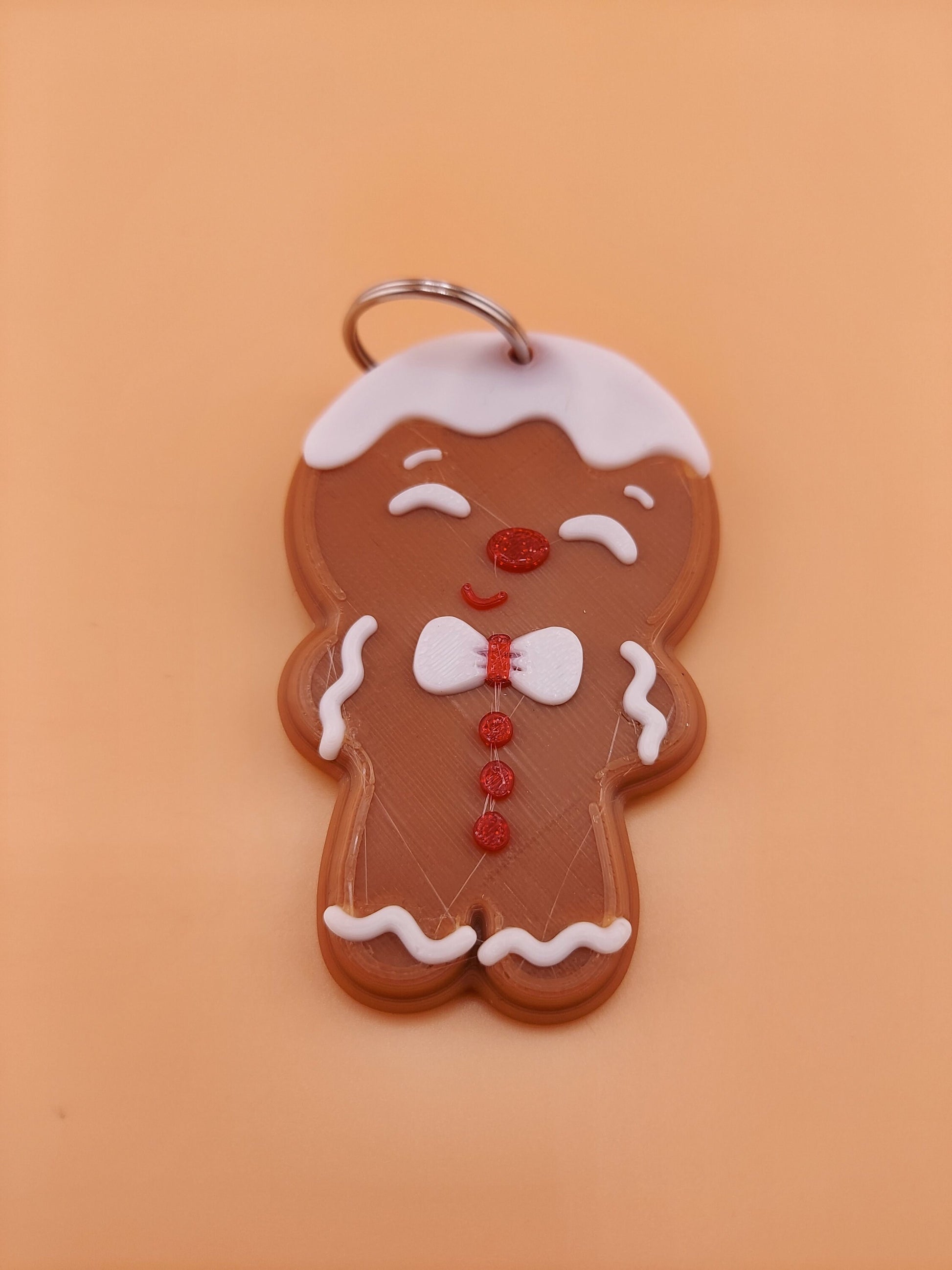 Festive Gingerbread Keychain | Charming 3D Printed Christmas Charm | Cute Holiday Gift with Keyring | Winter Wonderland Style