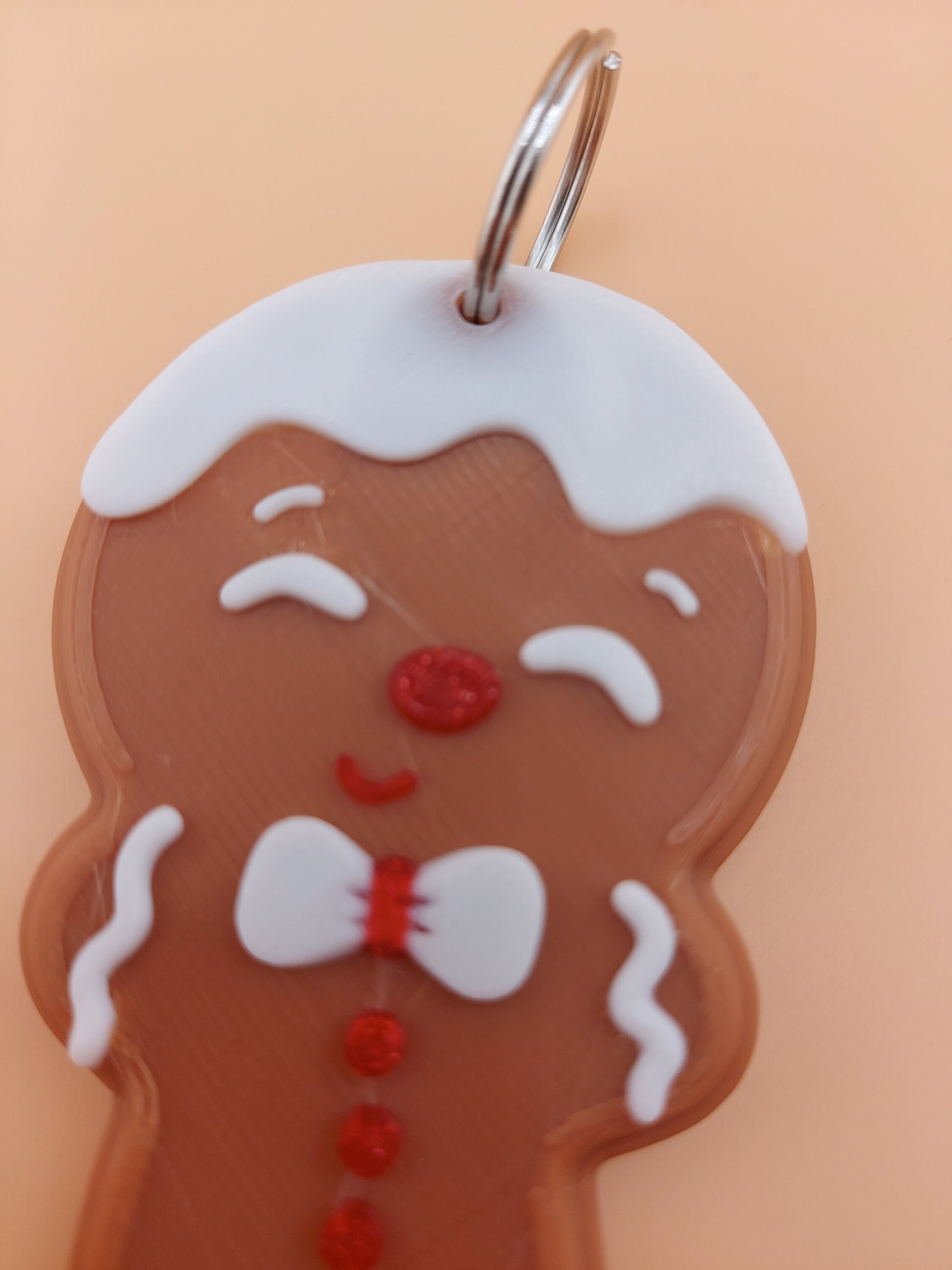 Festive Gingerbread Keychain | Charming 3D Printed Christmas Charm | Cute Holiday Gift with Keyring | Winter Wonderland Style