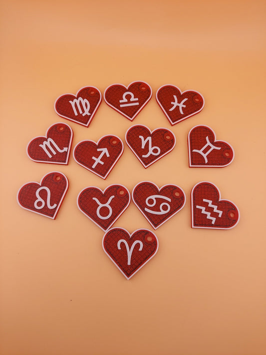 Zodiac Heart Keychain | Heart | Valentine's Day | For her | For Him | Zodiac