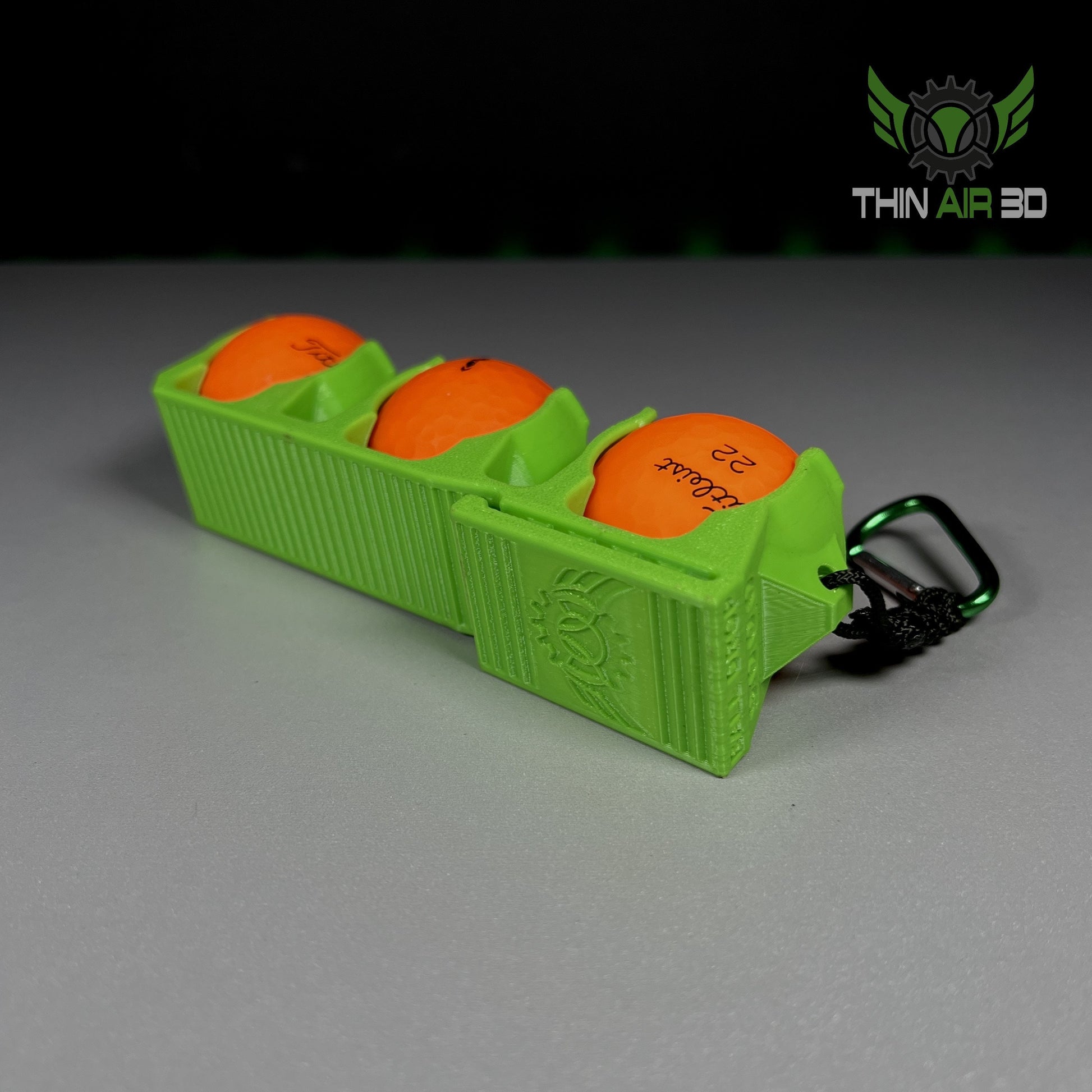 3D Printed Golf Ball Holder with Carabiner Clip – Available in 1, 2, or 3 Ball Variants – Multiple Colours