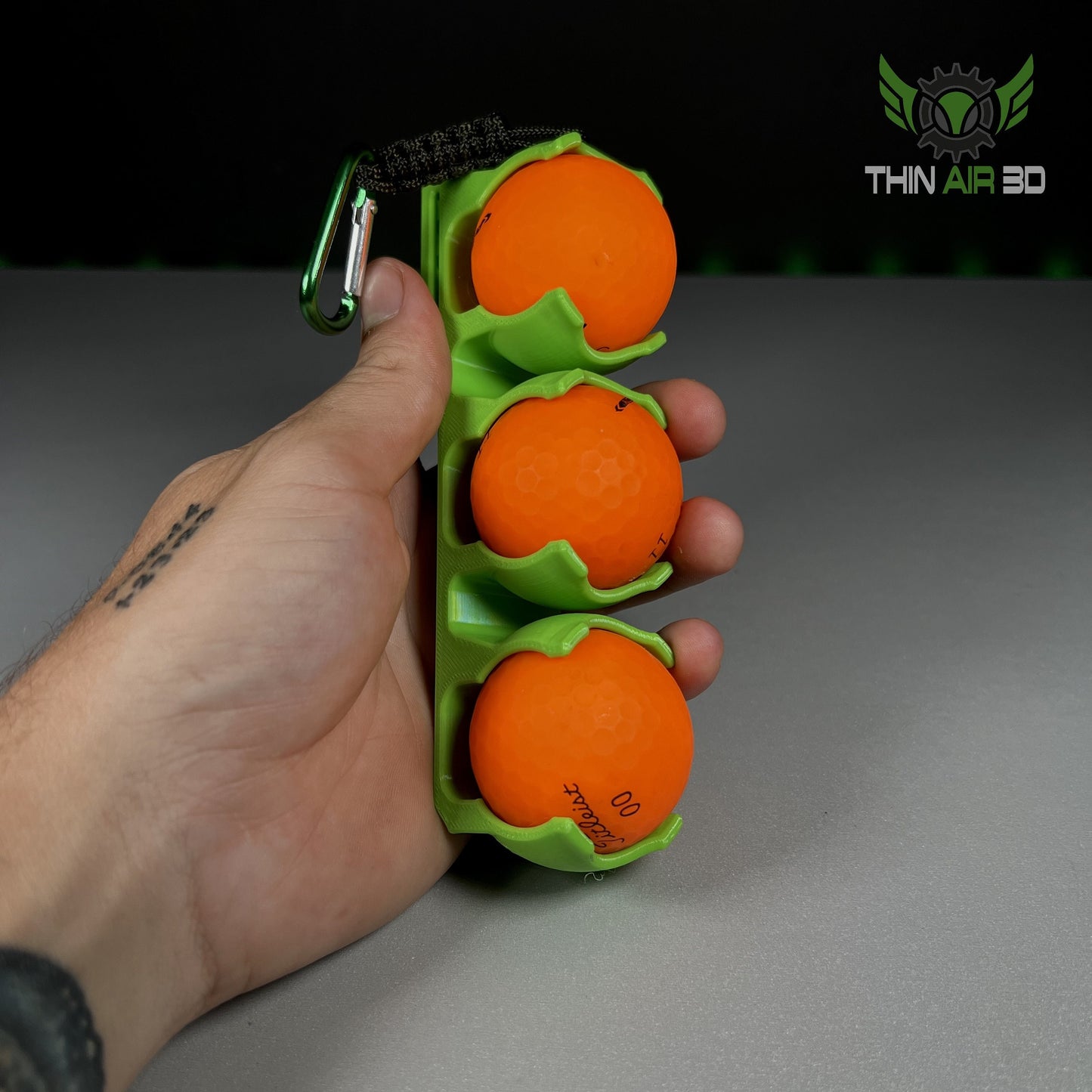 3D Printed Golf Ball Holder with Carabiner Clip – Available in 1, 2, or 3 Ball Variants – Multiple Colours