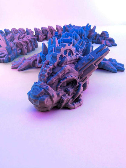 Steampunk Dragon: Articulated Fantasy Creature, Fidget Desk Decor, ASD toy, Colourful two tone design