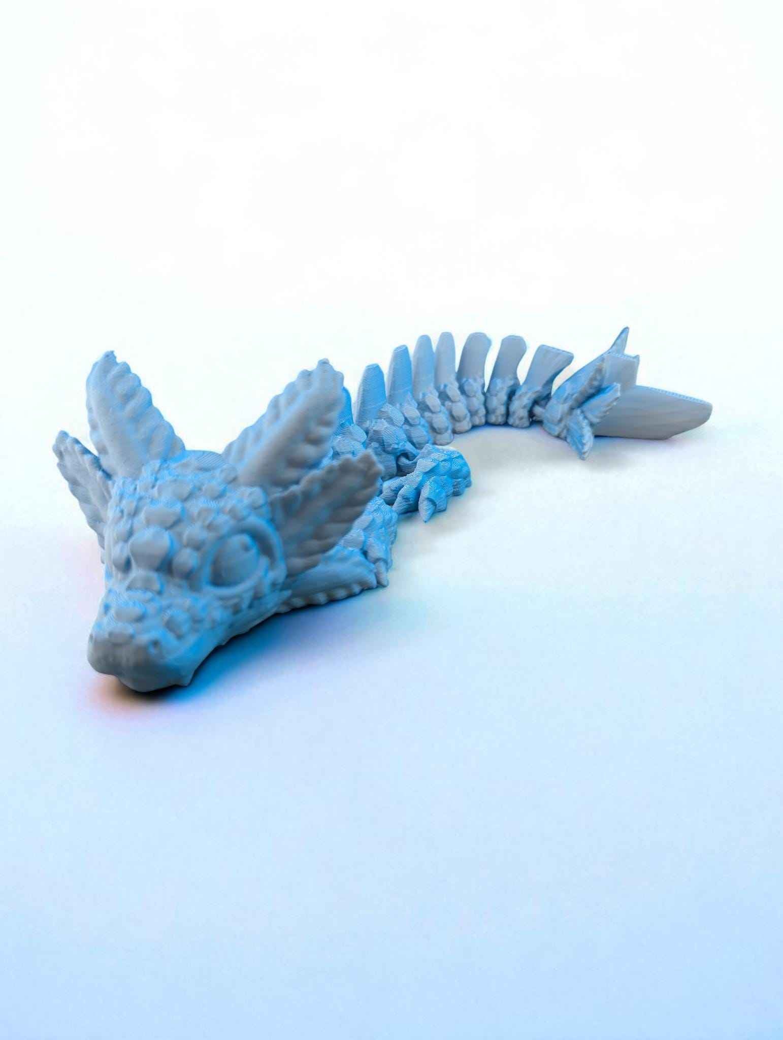Small Axolotl dragon: Articulated Toy, Fidget Desk Decor, Colorful two tone matte design