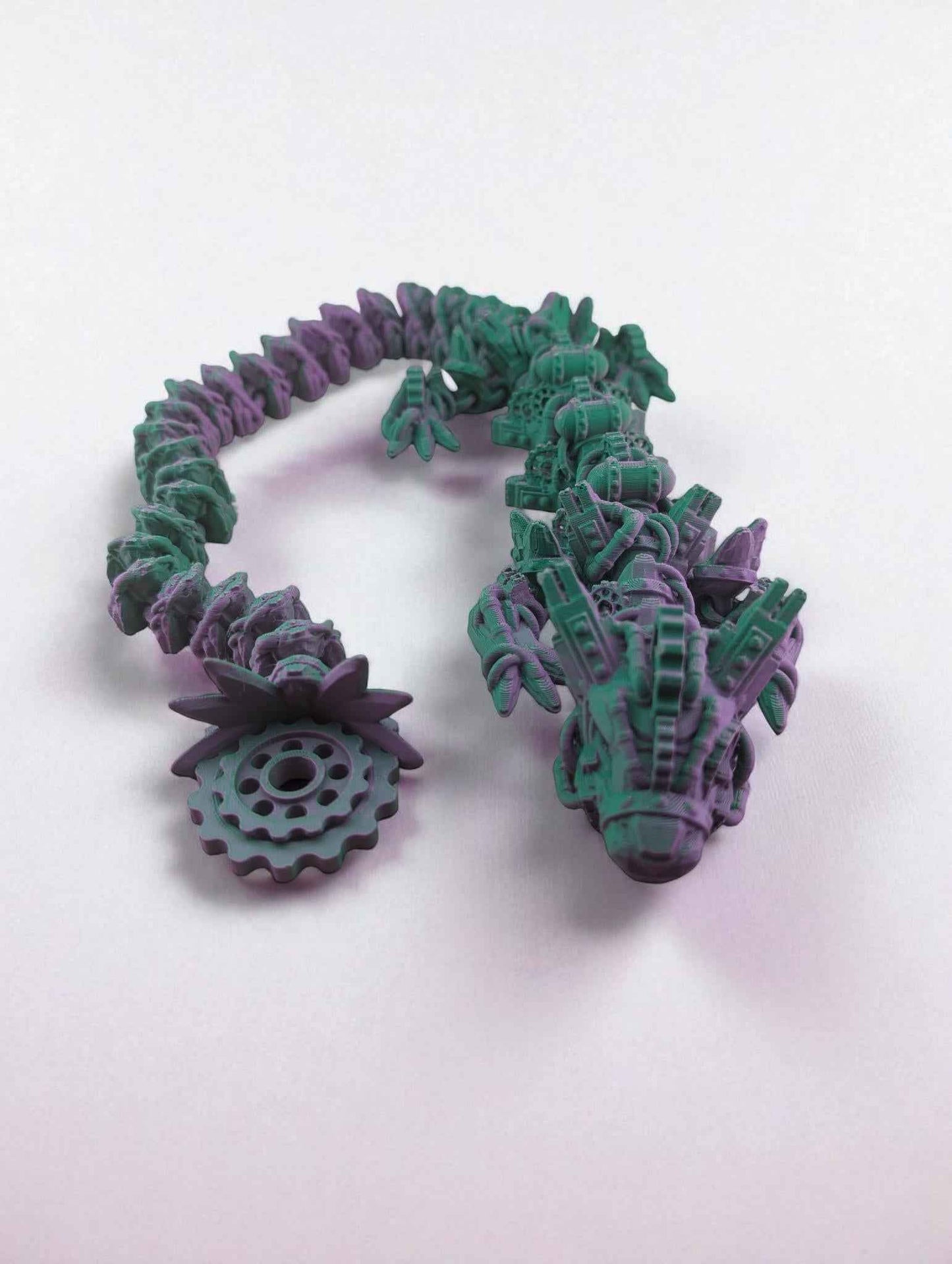 Steampunk Dragon: Articulated Fantasy Creature, Fidget Desk Decor, ASD toy, Colorful two tone design