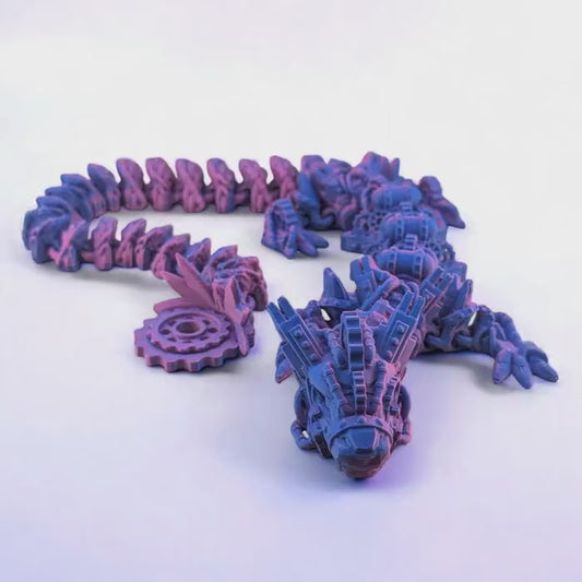 Steampunk Dragon: Articulated Fantasy Creature, Fidget Desk Decor, ASD toy, Colorful two tone design